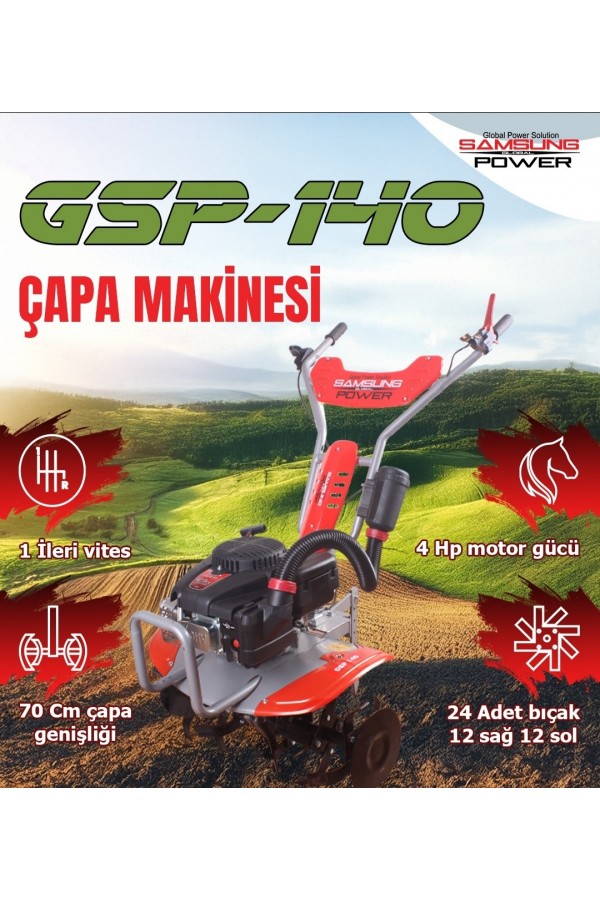 5HP Benzinli Çapa Makinesi - 1 İleri Otomatik Şanzıman - Samsung Power GSP-140